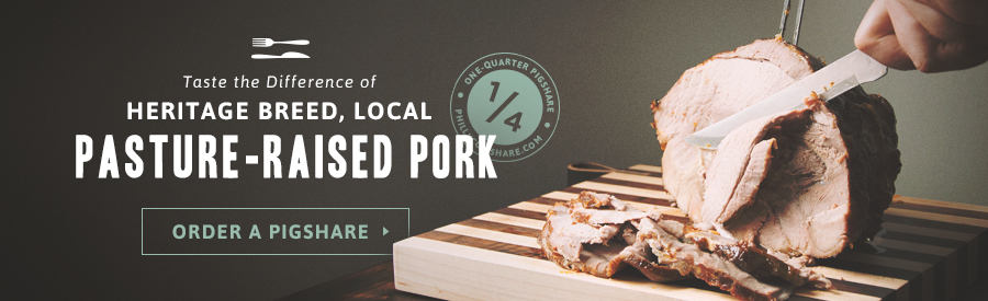 Taste the difference of heritage breed, local pasture-raised pork. Click here to order a PigShare.